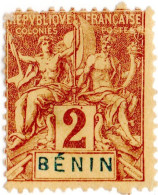 BENIN, NAVIGAZIONE E COMMERCIO, TIPO “GROUPE”, 2 C., 1894, FRANCOBOLLI NUOVI (MLH*) Scott:BJ 34, Yt:BJ 34 - Ungebraucht