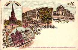 BRUXELLES / BRUSSEL / LITHO CARTE / MULTIVUE - Panoramische Zichten, Meerdere Zichten