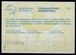 CÔTE D'IVOIRE IVORY COAST  La27  International Reply Coupon Reponse Antwortschein IRC IAS O ABIDJAN 13 - Costa D'Avorio (1960-...)