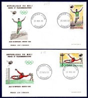 Mali A 062/63 Fdc, Satellite Télécom , JO De Mexico , Football , Saut En Longueur - Zomer 1968: Mexico-City