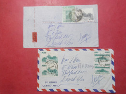 Marcophilie - Lot 2 Lettres Enveloppes Oblitérations Timbres PEROU Destination SUISSE (B328) - Pérou
