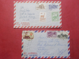 Marcophilie - Lot 2 Lettres Enveloppes Oblitérations Timbres PEROU Destination SUISSE (B330) - Pérou