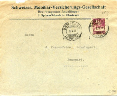 Mail Von Uhwiesen 1922 - Schweizer Mobiliar Versicherungs Gesellschaft  - Tellbrustbild 154 - Marcofilie