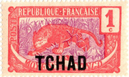 CIAD, CHAD, FAUNA, LEOPARDO, 1 C., 1922, FRANCOBOLLI NUOVI (MLH*) Scott:TD 1, Yt:TD 1 - Nuovi