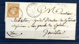 200324 LETTRE N° 21  Cachet Perlé  PONTCHARRA   Variété Filet Gauche Du Timbre Absent - 1849-1876: Classic Period