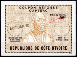 RÉPUBLIQUE DE CÔTE D'IVOIRE  Ca1  280 / 85F  CAPTEAO Reply Coupon Reponse Antwortschein IRC IAS O ABIDJAN 10 - Ivoorkust (1960-...)