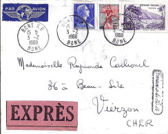 FRANCE N° 1194/1216/1011B S/L. EXPRES DE BONE/ALGERIE/3.2.60 - Covers & Documents