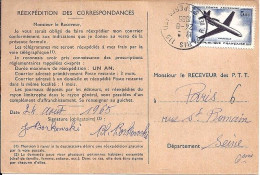 POSTE AERIENNE N° 40 S/BORDEREAU DE REEXPEDITION COURRIER/PARIS/1965 - 1960-.... Cartas & Documentos
