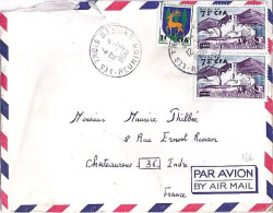 FRANCE N°  (1311x2) REUNION N° 348x2/342 S/L. DE LES 3 BASSINS/12.2.66 - Covers & Documents