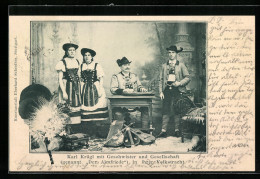 AK Karl Krügl Mit Geschwister Und Gesellschaft In Ihrer Volkstracht, Der Almfriede, Trachtenkapelle  - Music And Musicians