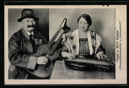 AK Peppi U. Mirzl Kaspar, WIener-Schrammelduo U. Gesangsduett Mit Zither Und Gitarren-Instrument  - Music And Musicians