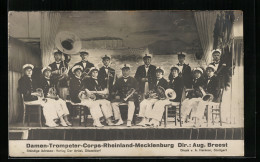 AK Damen-Trompeter-Corps-Rheinland-Mecklenburg, Kapelle Mit Instrumenten  - Music And Musicians
