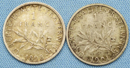 France • Lot 2x • 1 Franc Semeuse — 1898 — 1901 • [24-706] - 1 Franc