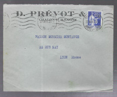 Chalon Sur Saône 1937. Oblitération Mécanique Sur Enveloppe à En-tête D. Prévost & Cie, Voyagée Vers Lyon (AS) - 1921-1960: Modern Period