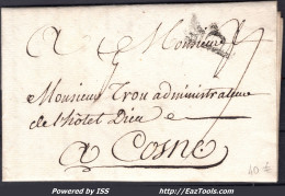 FRANCE MARQUE POSTALE POUR COSNE AVEC GRIFFE P NOIR COURONNÉ DE 1772 - 1701-1800: Vorläufer XVIII