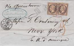 MTM135 - 1863 TRANSATLANTIC LETTER FRANCE TO USA Steamer PERSIA CUNARD - PAID - Poststempel