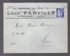 Amiens 1937. Oblitération Mécanique Sur Enveloppe à En-tête De La Mercerie Léon Parville, Voyagée Vers Lyon (AS) - 1921-1960: Modern Period