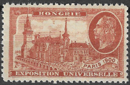 FRANCE ERINOPHILIE Fair EXPOSITION UNIVERSELLE 1900 PARIS HONGRIE HUNGARY  Vignette CINDERELLA MNH** - 1900 – Paris (Frankreich)