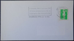 M10 Flamme Oblitération Maubeuge 59 Nord Anniversaire De La Libération De Maubeuge 2 9 94 - Mechanical Postmarks (Advertisement)