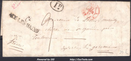FRANCE MARQUE POSTALE GRIFFE AIX LES BAINS + CAD ROUGE SARD PONT DE B DE 1844 - 1801-1848: Voorlopers XIX