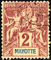 MAYOTTE, ALLEGORIA, TIPO “GROUPE”, 1892, USATI Mi:YT 2, Scott:YT 2, Yt:YT 2, Sg:YT 2 - Oblitérés