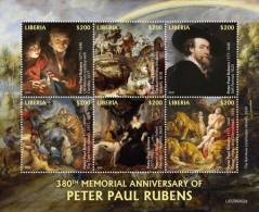 Liberia 2020, Art, Rubens, Dog, Lions, Tiger, 6val In BF - Perros
