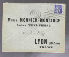 Expédiée De Paris 1937. Enveloppe Réponse De La Maison Monnier - Montange, Voyagée Vers Lyon (AS) - 1921-1960: Modern Period