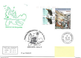 255 - 16 - Enveloppe TAAF Kerguelen - Cachets Illustrés Chef De District Mission 70 - 2019 - Bases Antarctiques