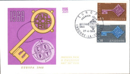 ANDORRE FDC 1968 EUROPA - 1968