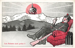 Ww1 Guerre 14/18 War * CPA Illustrateur Satirique Pierre CHATILLON Chatillon * Les Suisse Sont Prêts ! - War 1914-18