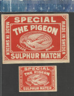 THE PIGEON SPECIAL SULPHUR MATCH (PIGEONS - TAUBEN - DUIVEN PALOMA ) OLD  EXPORT MATCHBOX LABELS MADE IN SWEDEN - Scatole Di Fiammiferi - Etichette