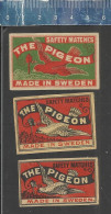 THE PIGEON SAFETY MATCHES(PIGEONS - TAUBEN - DUIVEN PALOMA ) OLD  EXPORT MATCHBOX LABELS MADE IN SWEDEN - Scatole Di Fiammiferi - Etichette