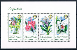 Bloc Sheet  Fleurs Orchidées Flowers Orchids  Neuf  MNH **   S Tome E Principe 2013 - Orchideeën