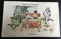 Chocolat Besnier Chromo Illustrateur Guillaume Couple Repas Tonnelle Aubergiste Tire Bouchon Camis - Andere & Zonder Classificatie