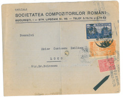 CIP 22 - 305-a BUCURESTI, Music, The Society Of Composers - Cover - Used - 1948 - Storia Postale