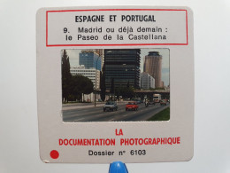 Photo Diapo Diapositive Slide Espagne Portugal N°9 MADRID Ou Déjà Demain Le PASEO De La CASTELLANA Renault R14 VOIR ZOOM - Diapositivas