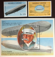 Sierra Leone 1993 Anniversaries & Events Zeppelin Set & Minisheet MNH - Sierra Leona (1961-...)