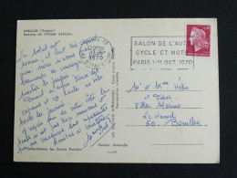 PARIS 13 AVENUE ITALIE - FLAMME SALON AUTO CYCLE MOTO 1970 SUR MARIANNE CHEFFER - AVALLON YONNE MAISON DU XVIe SIECLE - Mechanical Postmarks (Advertisement)