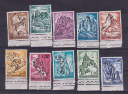 1962 San Marino Saint Marin MONTAGNA, SPORT INVERNALI Serie Di 10 Valori MNH** MOUNTAIN, WINTER SPORTS - Ungebraucht