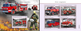 Liberia 2020, Fire Engines I, 4val In BF +BF - Liberia