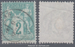 *RARE* 2c Sage Au Type 1 (N/B) Oblitéré Aspect  TB  (Y&T N° 62, Cote:  340€) - 1876-1878 Sage (Typ I)