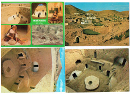 Lot 4 Cpm - TUNISIE - MATMATA - Habitation Troglodyte Intérieur - Dar Fatma - Chameau  - - Tunesië