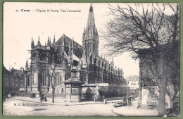 CPA Vue Peu Courante - CALVADOS - CAEN - ÉGLISE SAINT PIERRE & VUE D'ENSEMBLE- Petite Animation, Vespasienne - Caen