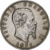 Italie, Vittorio Emanuele II, 5 Lire, 1871, Milan, Argent, TB+, KM:8.3 - 1861-1878 : Victor Emmanuel II