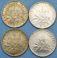 France • Lot 4x • 1 Franc Semeuse — 1917 — 1918 — 1919 — 1920 • [24-709] - 1 Franc