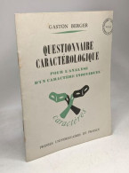 Questionnaire Caractérologique Pour L'analyse D'un Caractère Individuel - Other & Unclassified