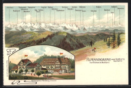 Lithographie Feldberg /Schwarzw., Bergpanorama Mit Gipfelnamen, Gasthaus Feldbergerhof  - Feldberg