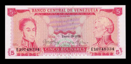 Venezuela 5 Bolívares 1974 Pick 50h Sc Unc - Venezuela