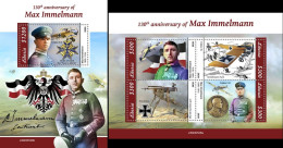 Liberia 2020, Max Immelmann, Plane, WWI, 4val In BF+BF - Avions