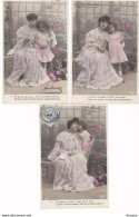 ENFANT, Mère Et Fille, Lili  3 CPA  Coloré  Circulé Cachet De 1905 - Children And Family Groups